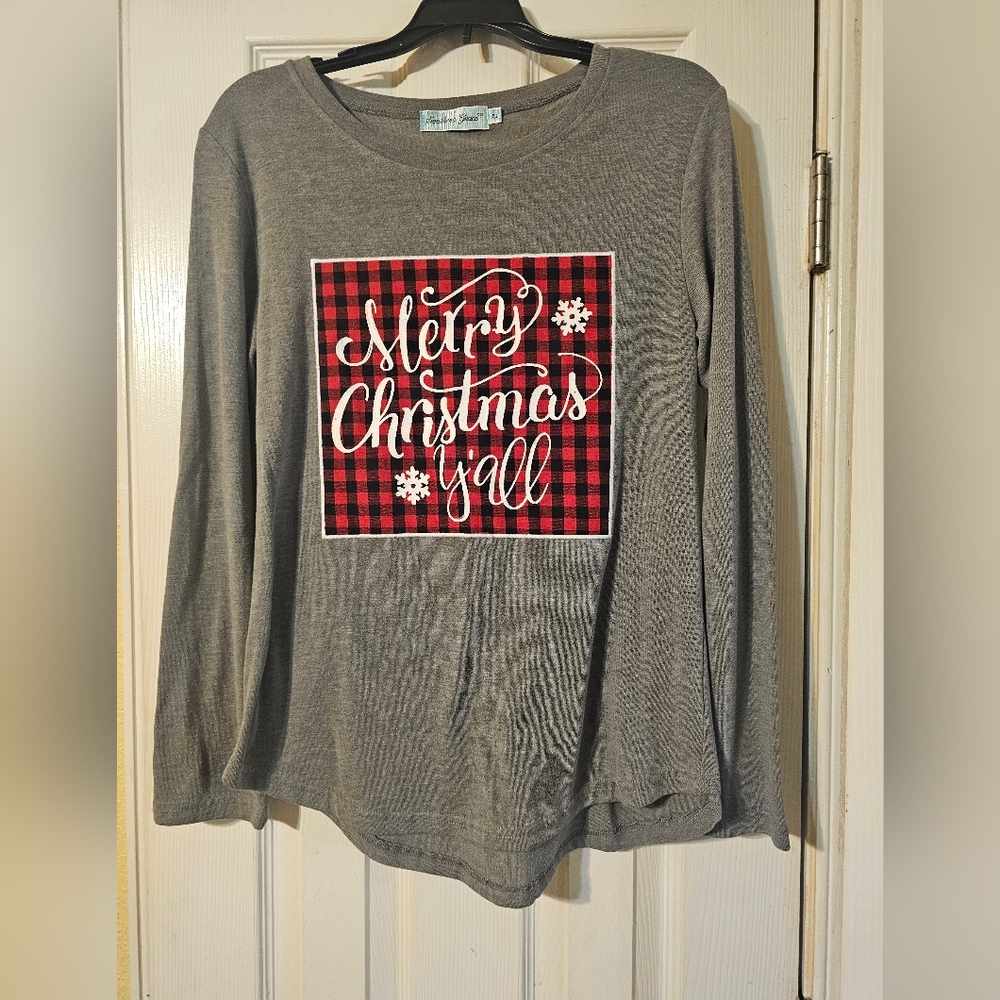 Southern Grace Charcoal Long Sleeve Top